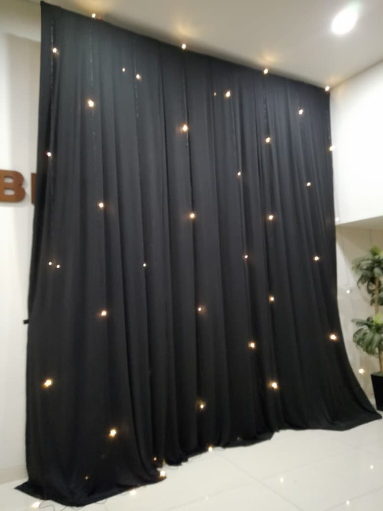 sewa black curtain starlight bekasi